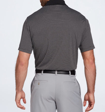 Walter Hagen Men’s Essentials Stripe Golf Shirt Polo-Black/Grey-Small-New Tag$60