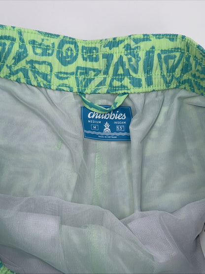 $70 Chubbies The Shakedowns 5.5" Inseam Swim Trunks-Green Blue -Medium-New Tag