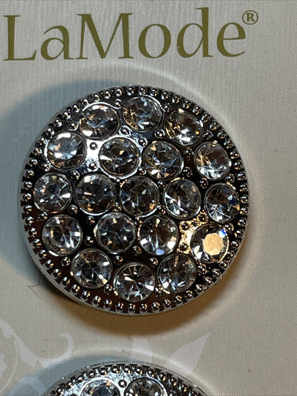 Lot Of 2 Cards La Mode rhinestones 7/8”  Buttons 400060069 Flower 2-Count