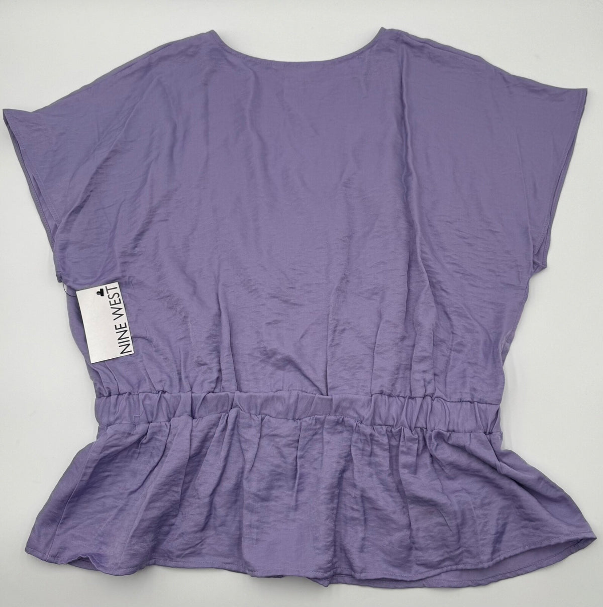 Nine West Women’s- Short Sleeve Flowy Blouse- Lavender- Large-New Tag