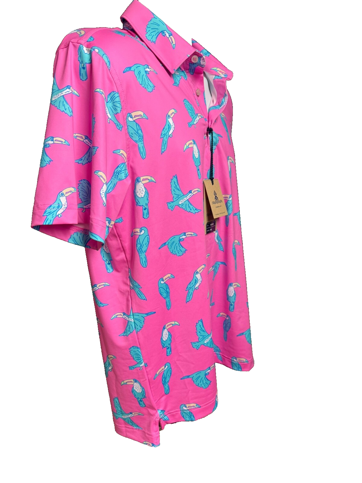 $60 Chubbies Men's-The Toucan Do It Performance Polo 2.0-Pink Multivolor-Medium