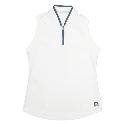 $50 Adidas Golf Women’s Jersey Sleeveless 1/4 Zip Top - White - Medium - New