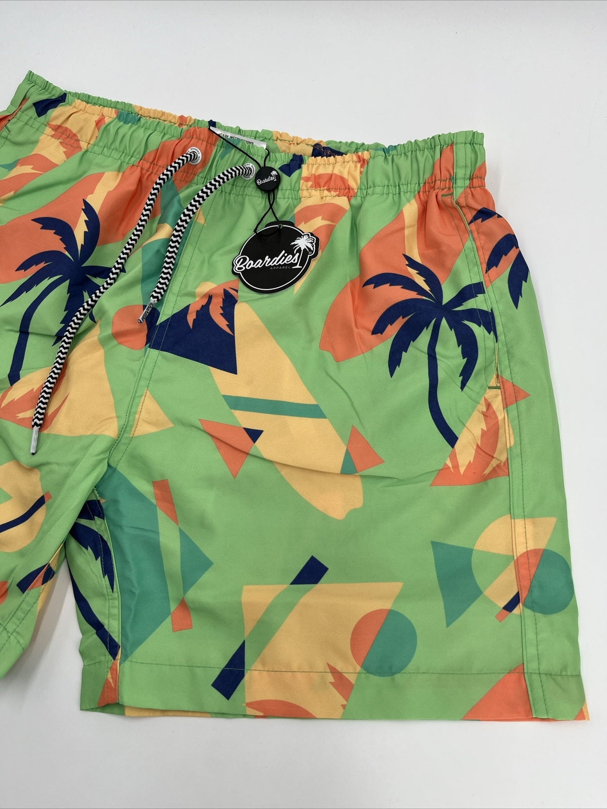 Boardies Apparel Men’s Palm Shapes Lined Swim Shorts Trunks-Green Multi-Medium