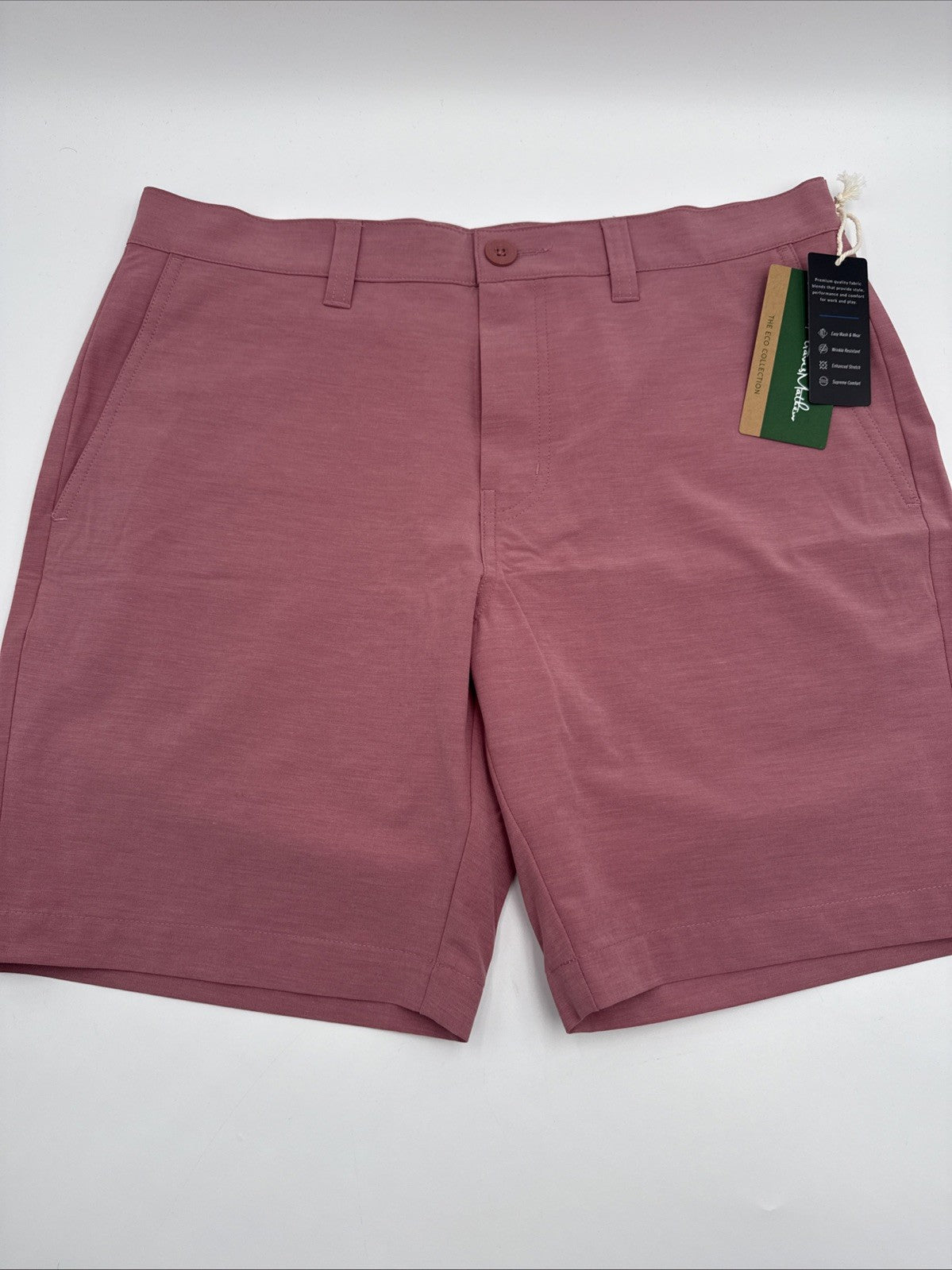Travis Mathew Men’s Bermuda Comfort Stretch Easy Golf 8” Shorts-Heather Red -32W