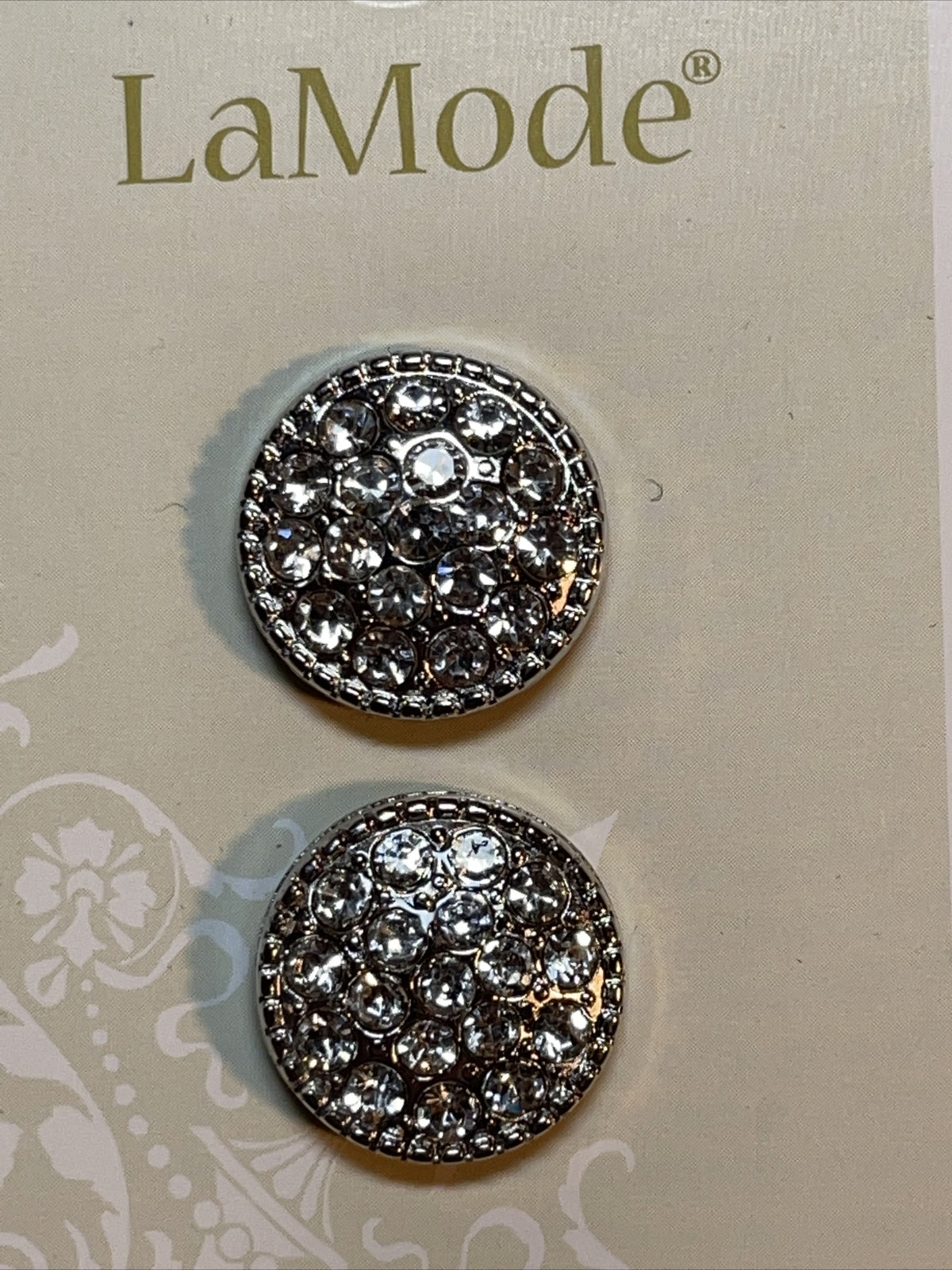 Lot Of 4 Cards La Mode rhinestones 5/8”  Buttons 40060068 Rounded  2-Count