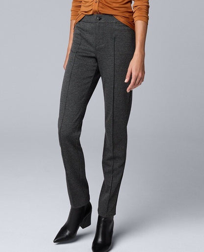 Simply Vera Wang Women’s Mid-Rise Pintuck Ponte Skinny Pants - Houndstooth-Small