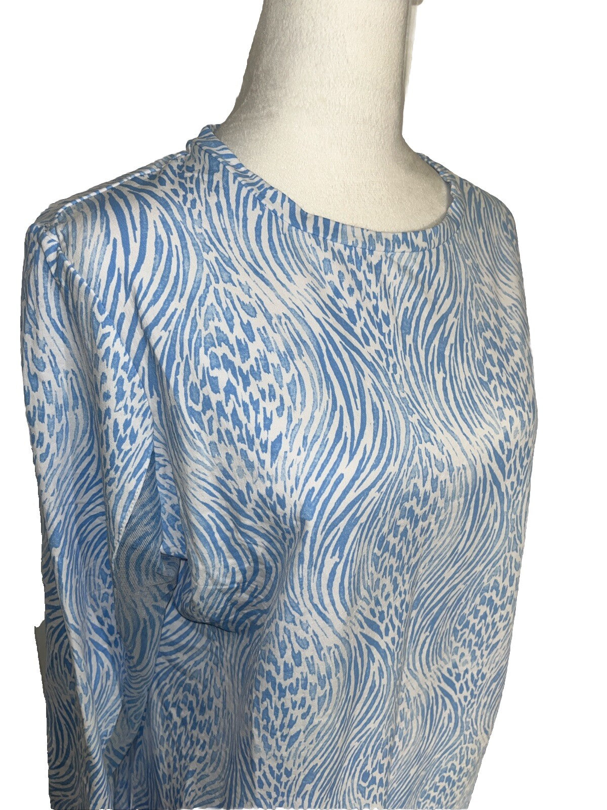 $100 Ibkul Women’s Long Sleeve Crew Neck Top-Alena Peri/White -XLarge-New