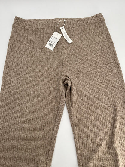 Vince Women’s Rib Knit Flare Pants Pull On Elastic Waist-Beige- XLarge-New $195