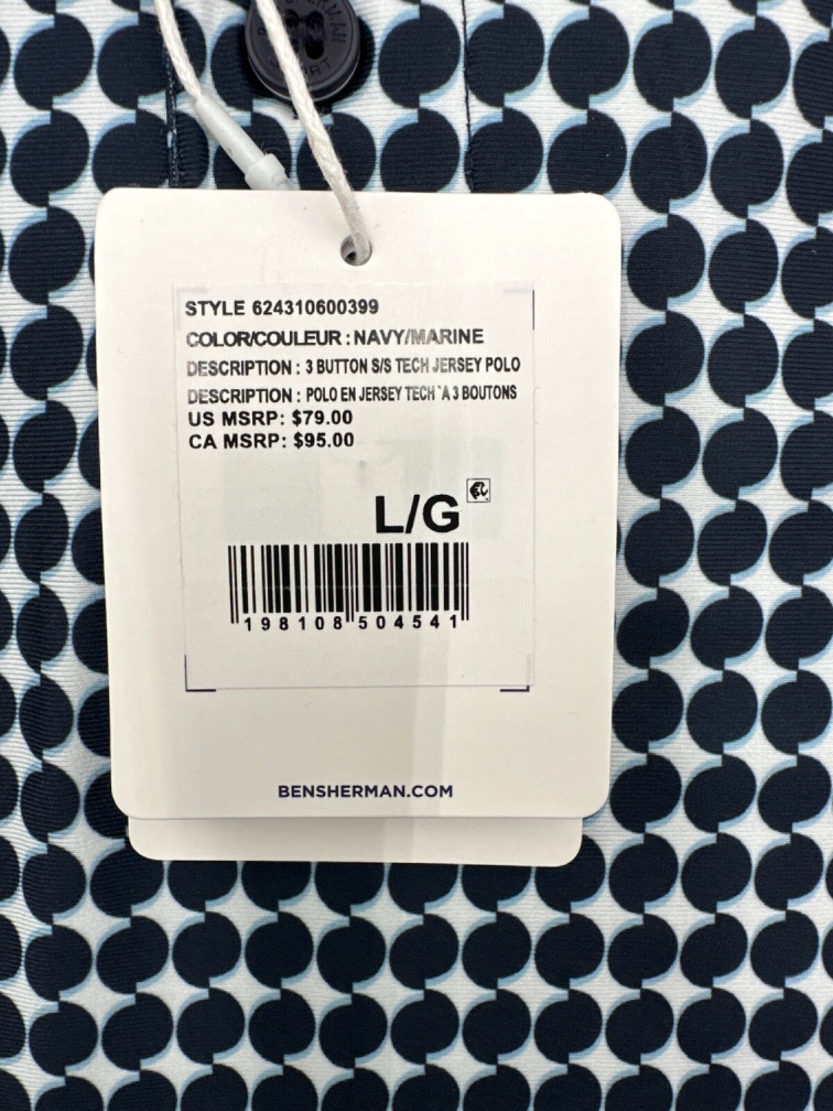 $80 Ben Sherman Men’s 3 S/S Tech Jersey Polo Shirt - Navy/Marine - Large- New