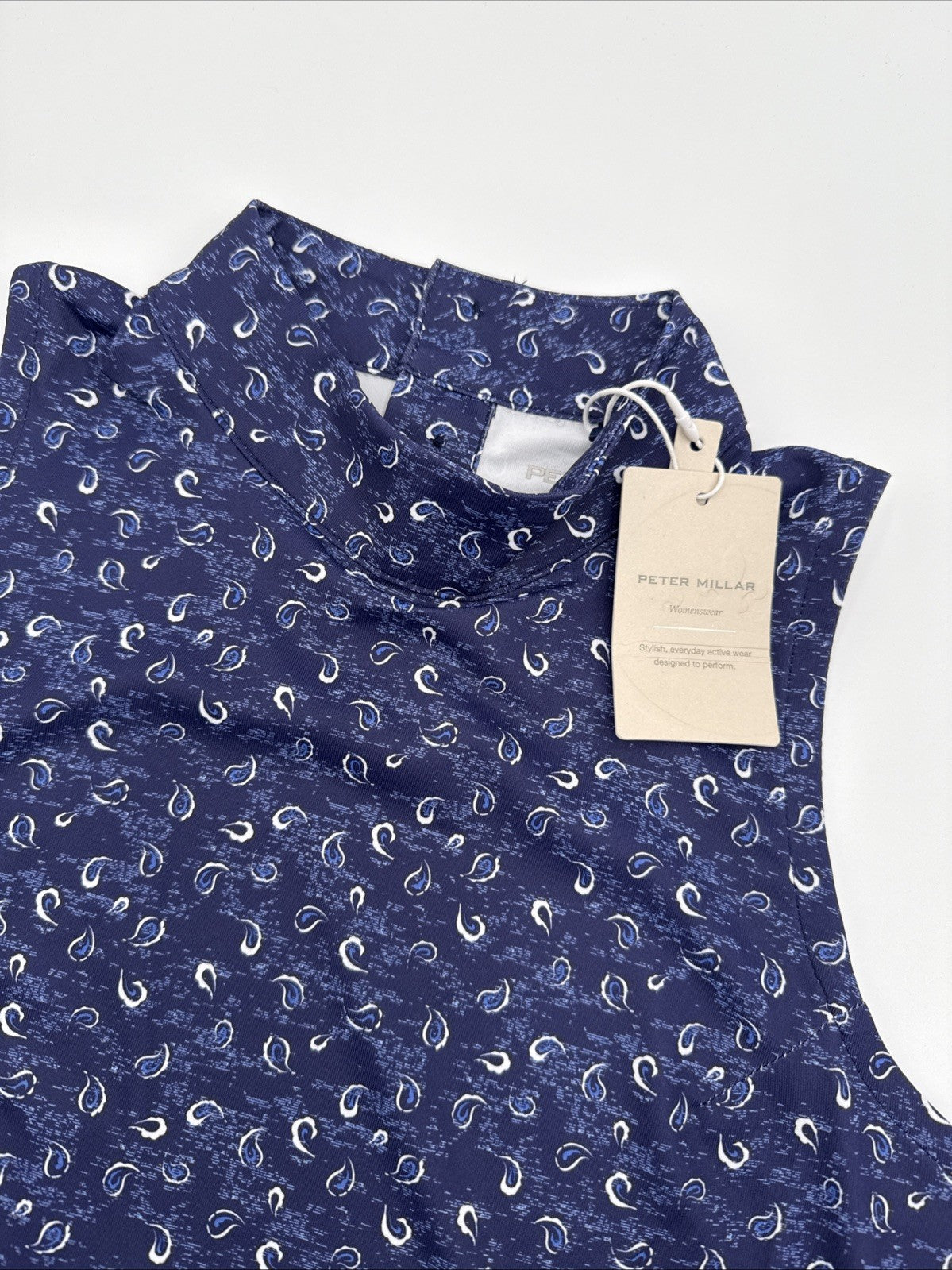 $95 Peter Millar Women’s Scottie Tossed Print Sleeveless Top- Navy Blue- Medium