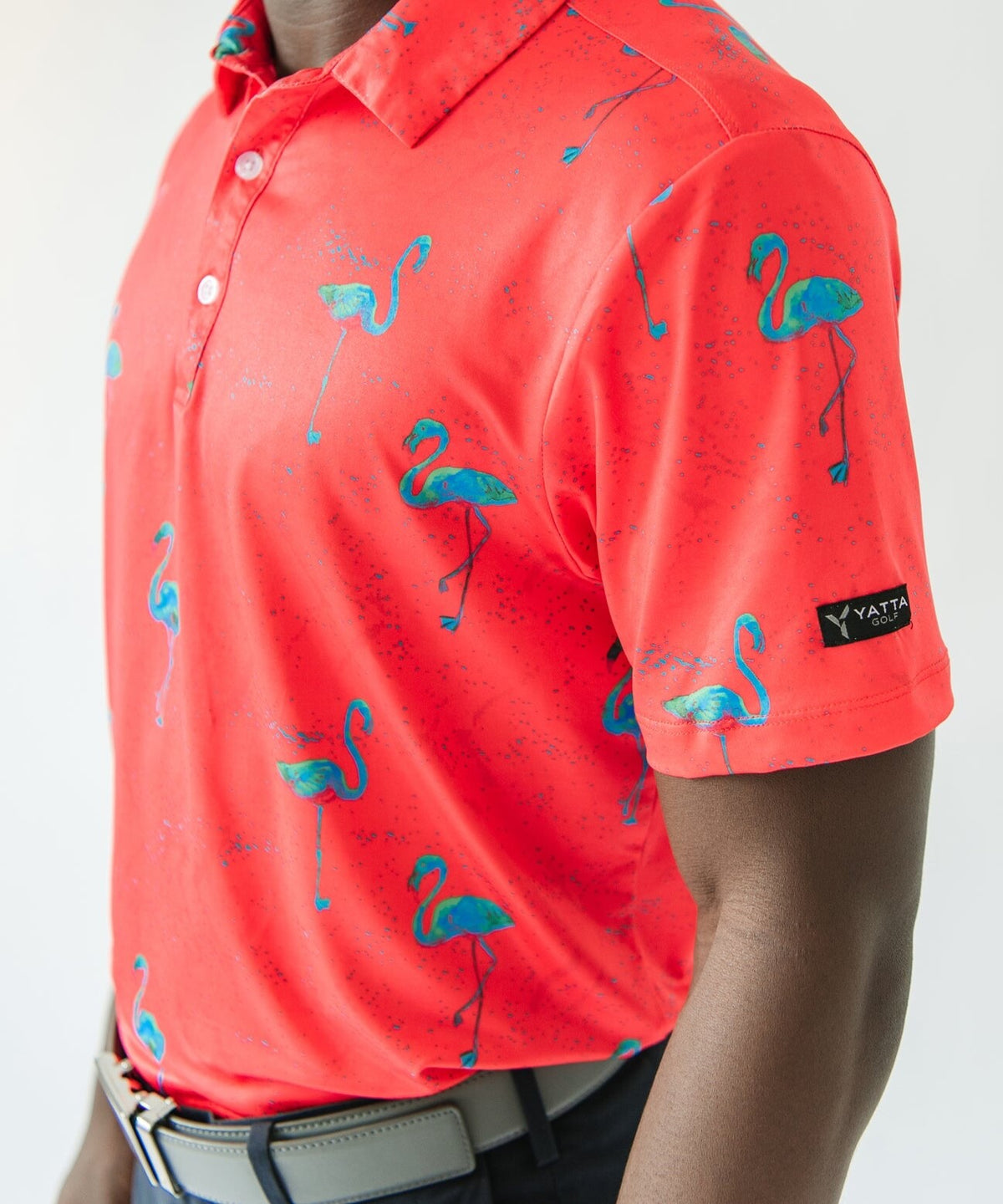 $50 YATTA GOLF Men’s Just Beachy Golf Polo - Red/Blue - Medium - New With Tags