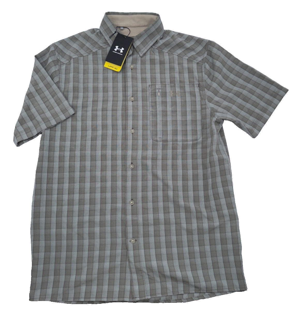 $55 Under Armour Men’s Drift Tide 2.0 Plaid Button Up Shirt-Grove Green -Medium