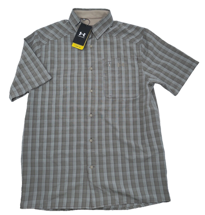 $55 Under Armour Men’s Drift Tide 2.0 Plaid Button Up Shirt-Grove Green -Medium