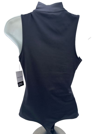 Nine West Women's Sculpt Mockneck Bodysuit - Mineral Black - Medium - New Tag
