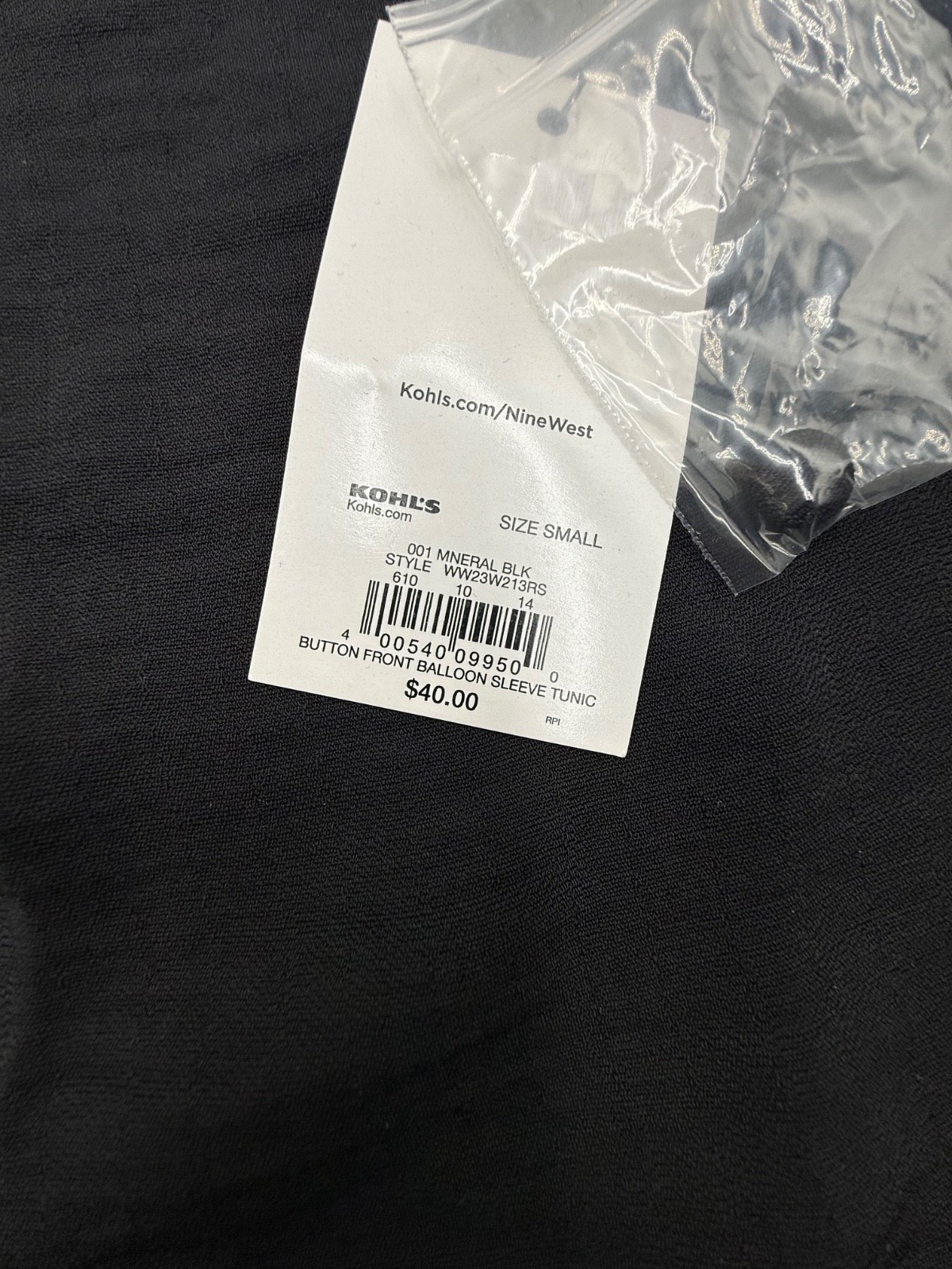 Nine West Women’s- V-Neck Button Down Shirt -Black- Small-New Tag