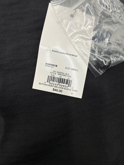 Nine West Women’s- V-Neck Button Down Shirt -Black- Small-New Tag