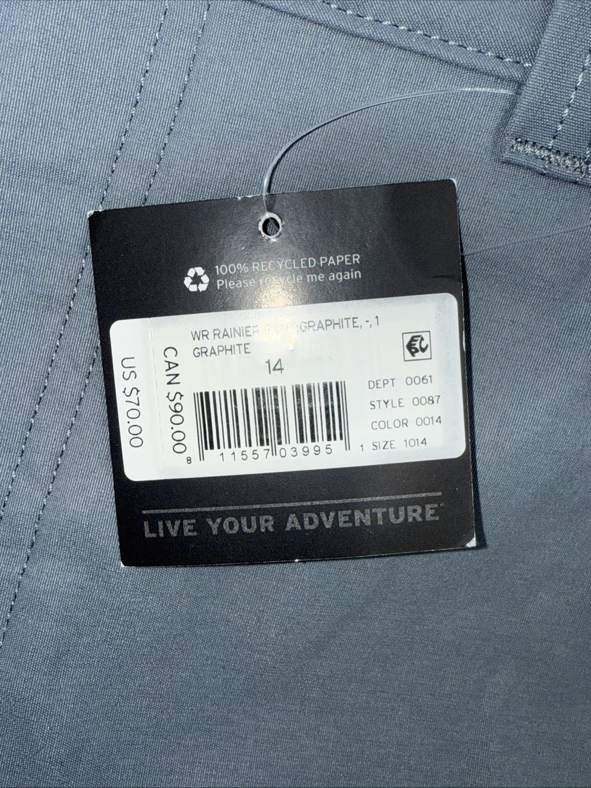 $70 Eddie Bauer Women's Rainier Stretch Hiking Pants-Graphite Size: 14 - New Tag