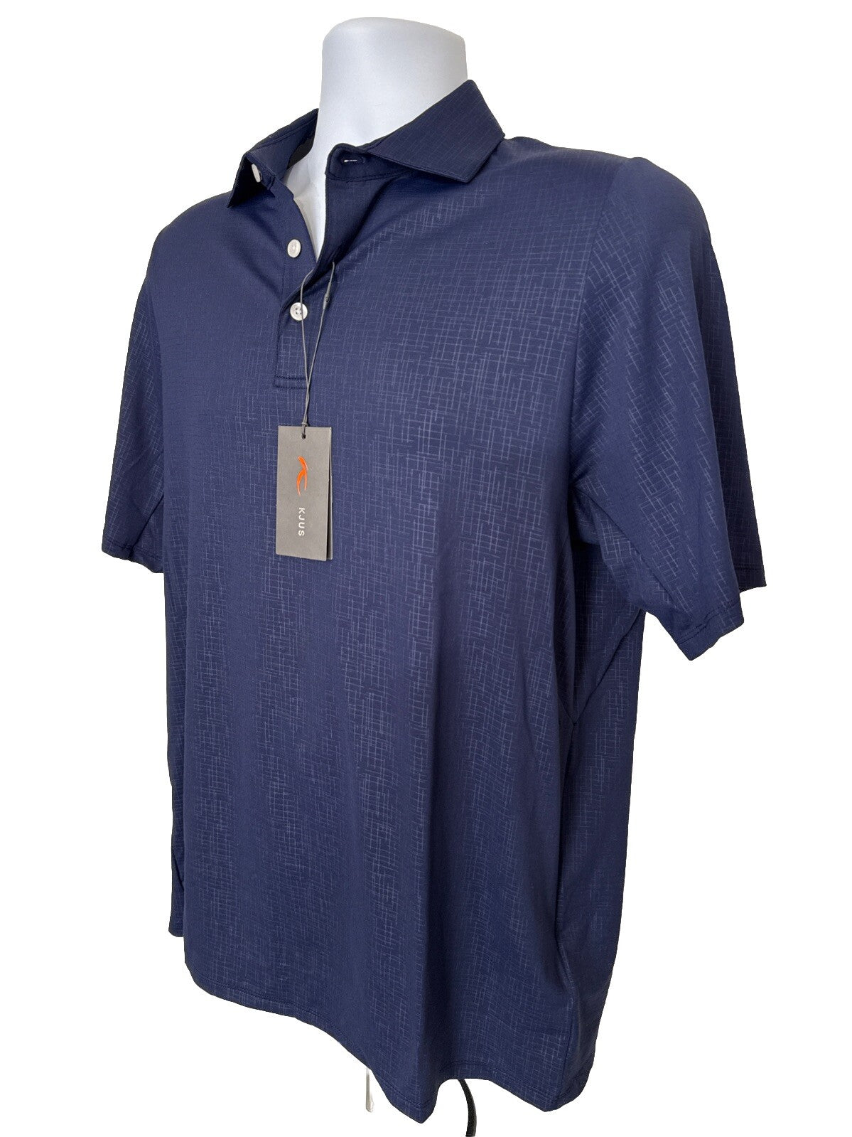 $109 Kjus Men’s Motion Golf Polo Embossed Performance Shirt-Navy-Size: 48/Small
