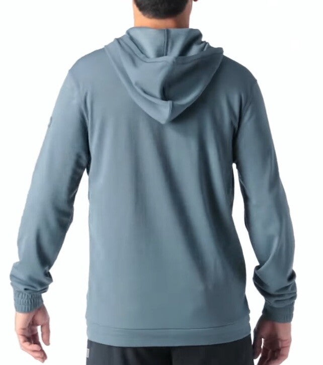 $130 Smartwool Men’s Hoodie Lightweight Uptempo Zip Sweater-Pewter Blue-Small