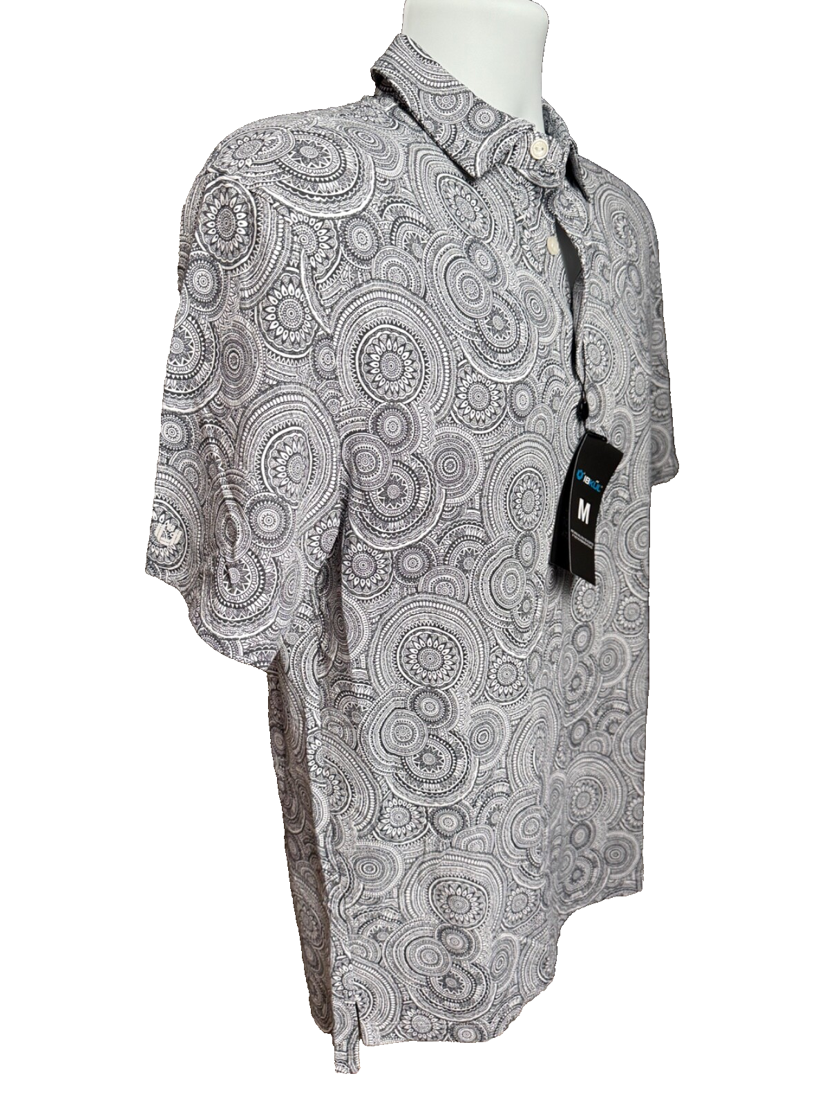 $100 IBKUL Men’s-Pricilla Printed Polo-Black/White-Medium-New Tag