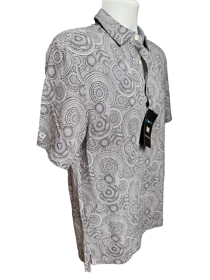 $100 IBKUL Men’s-Pricilla Printed Polo-Black/White-Medium-New Tag