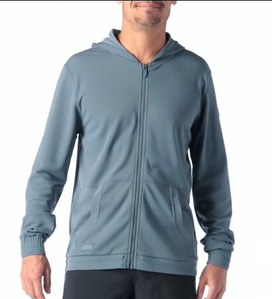 $130 Smartwool Men’s Hoodie Lightweight Uptempo Zip Sweater-Pewter Blue-Small