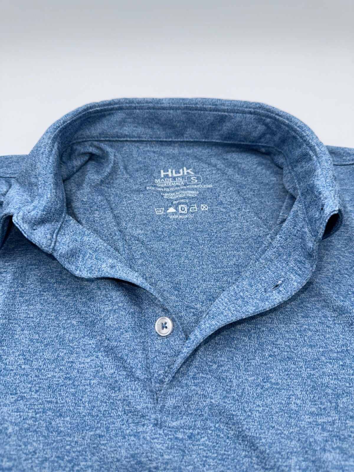 $55 Huk Men’s Pursuit Heather Polo Shirt - Set Sail Marine Blue- Small - New