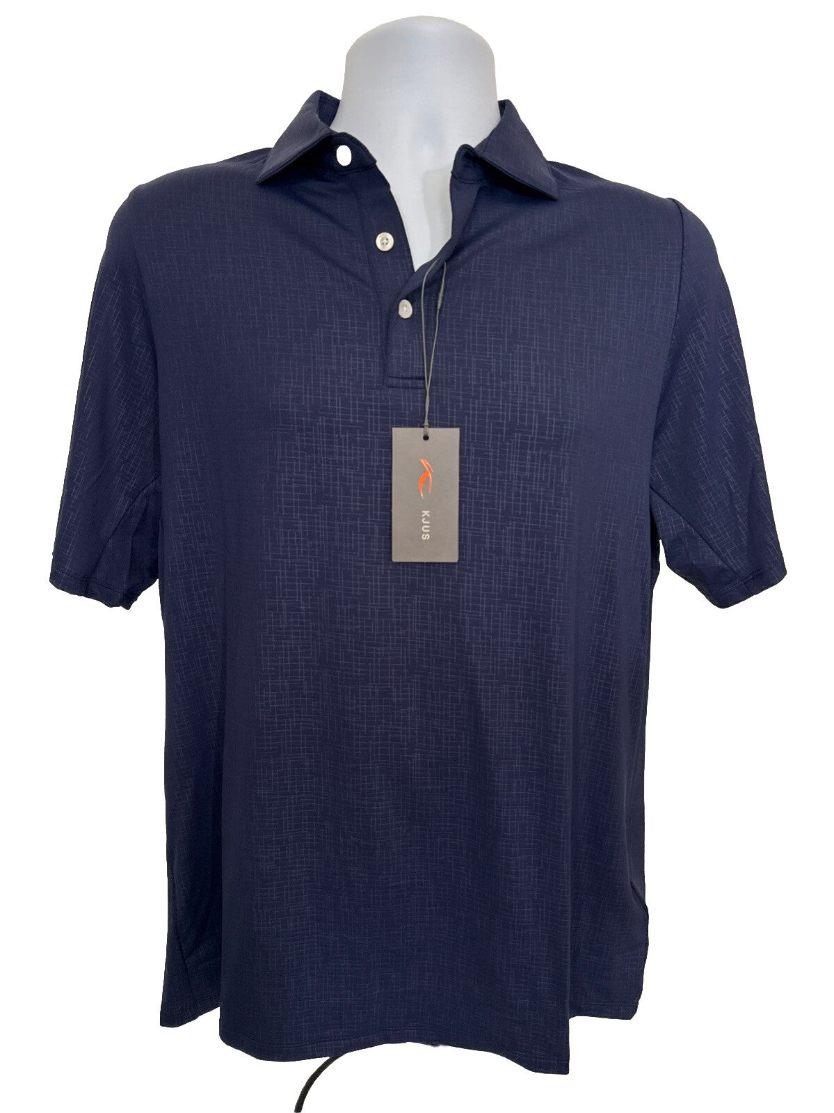 $109 Kjus Men’s Motion Golf Polo Embossed Performance Shirt-Navy-Size: 48/Small