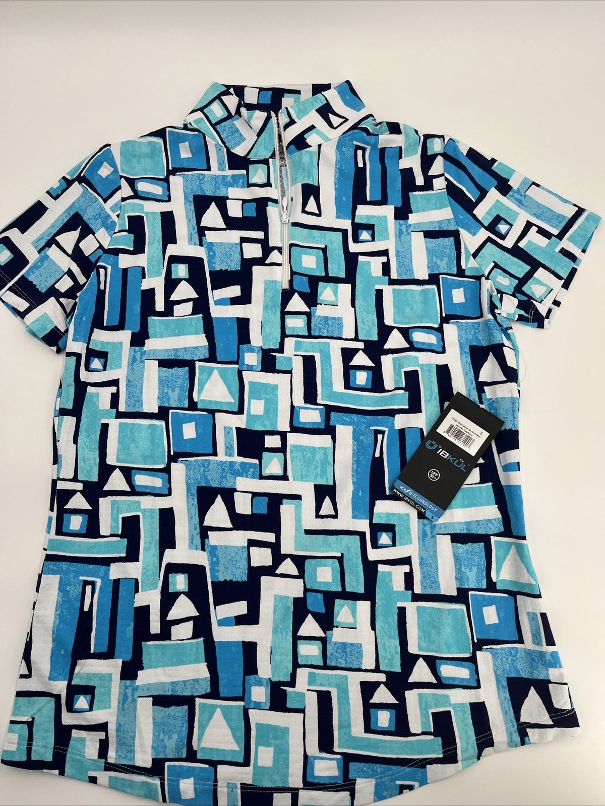 $95 IBKUL Women’s Zip Mock Neck Short Sleeve- Jennifer Turquoise-XSmall-New Tag