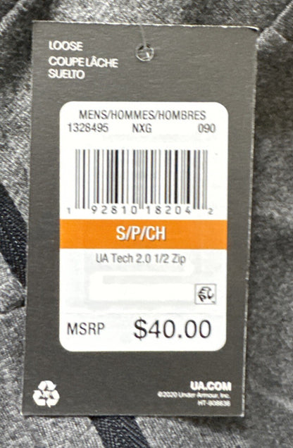 Under Armour Men’s Tech 2.0 Half Zip Long Sleeve Performance Shirt- Grey- Small