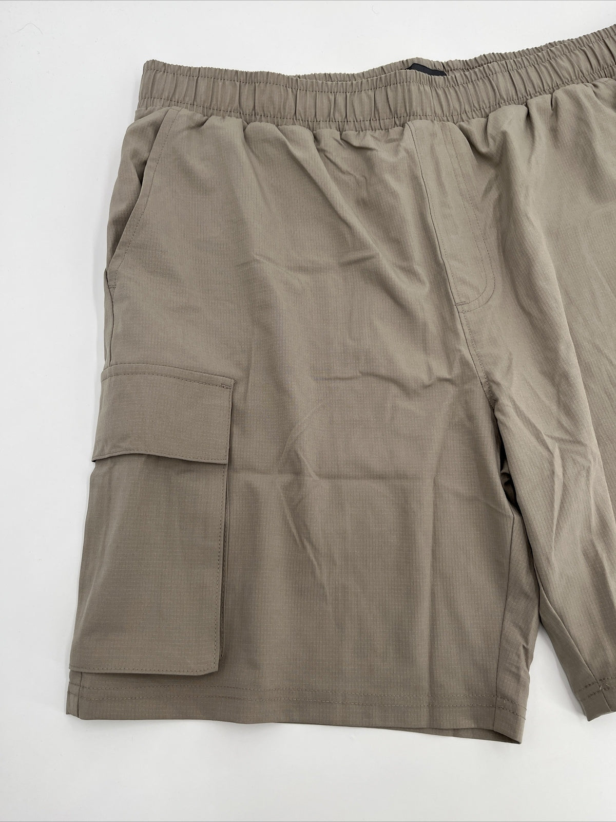 $60 Eddie Bauer Men's Inland 8” Woven Tech Drawstring Pull On Shorts-Taupe-Large