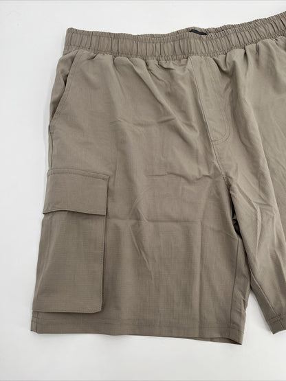 $60 Eddie Bauer Men's Inland 8” Woven Tech Drawstring Pull On Shorts-Taupe-Large
