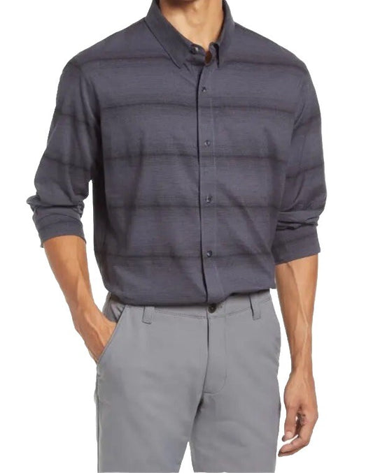 $125 Travis Mathew Men’s Stretch Stripe Button Long Sleeve Shirt- Zeke-Small-New