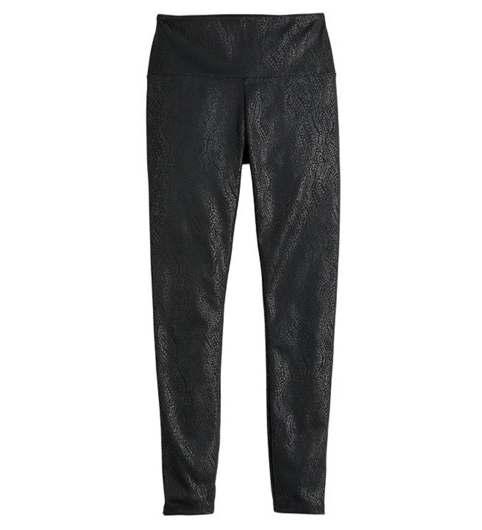$46 Vera Wang Women’s-High Rise Faux Leather Shaping Legging-Black Snake-Small