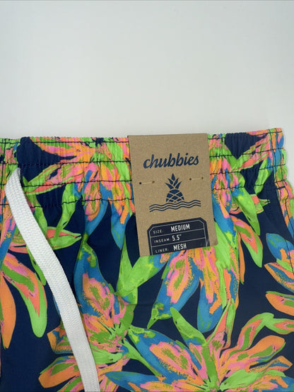 $70 Chubbies The Ocean Flowers 5.5" Inseam Swim Trunks-Multi -Medium-New Tag