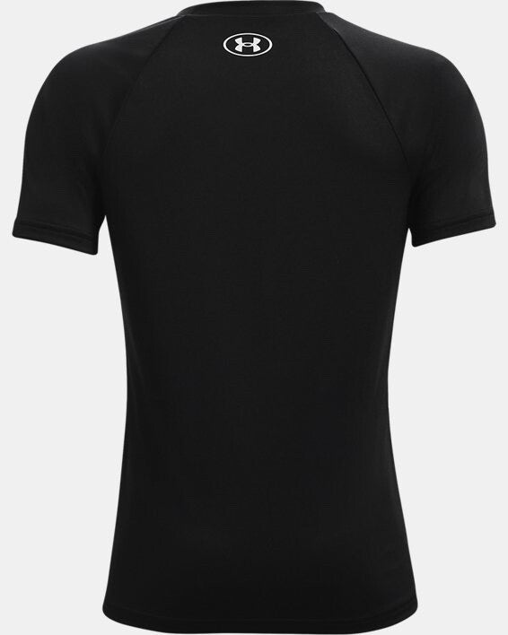 Under Armour Boy's UA Tech Big Logo Short Sleeve Shirt- Black-Medium-New Tag