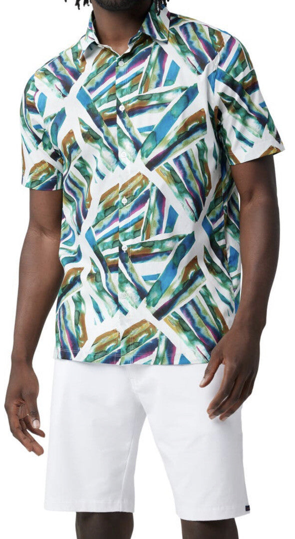 Good Man Brand Big On-Point Printed Cotton Short Sl Shirt-Watercolor Line-Medium
