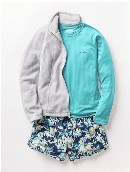 $60 Columbia Women's Bogata Bay Printed 3" Shorts-Bright Aqua-XLarge -New