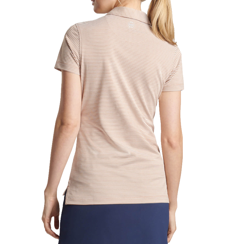 $110 Peter Millar Women's Sport Mesh Polo Shirt - Camel/Ivory - Large - New Tag