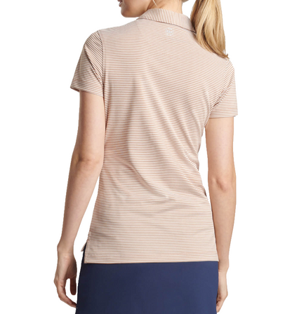 $110 Peter Millar Women's Sport Mesh Polo Shirt - Camel/Ivory - Large - New Tag