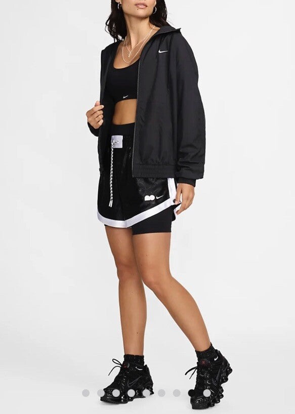 $76 Nike Women's Woven Oversized Hooded Jacket FV6298-010 -Black- Large - New