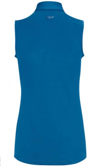 Greg Norman Women’s Freedom Sleeveless Micro Pique Polo-Cornflower Blue-Medium