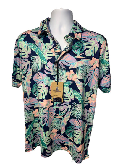 $60 Chubbies Men’s Polo Shirt The Night Fauna Performance- Navy Multi-Medium-New