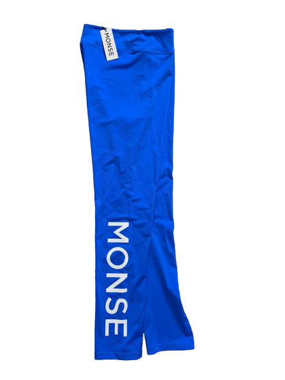 $390 MONSE Designer Blue w/ White Logo Print High Waist Leggings ME220715-Large