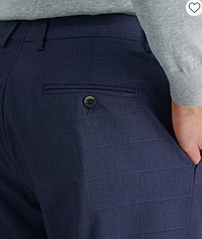 Haggar Men's Windowpane Tailored Fit Suit Separate Pants -Blue Heather- 32W 30L