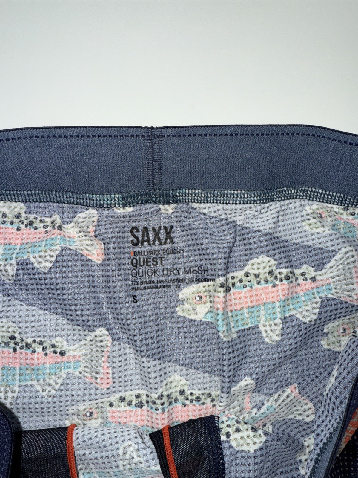 $34 SAXX Men’s Quest Quick Dry Mesh Boxer Brief Fly-Mosaic Trout - Small - New