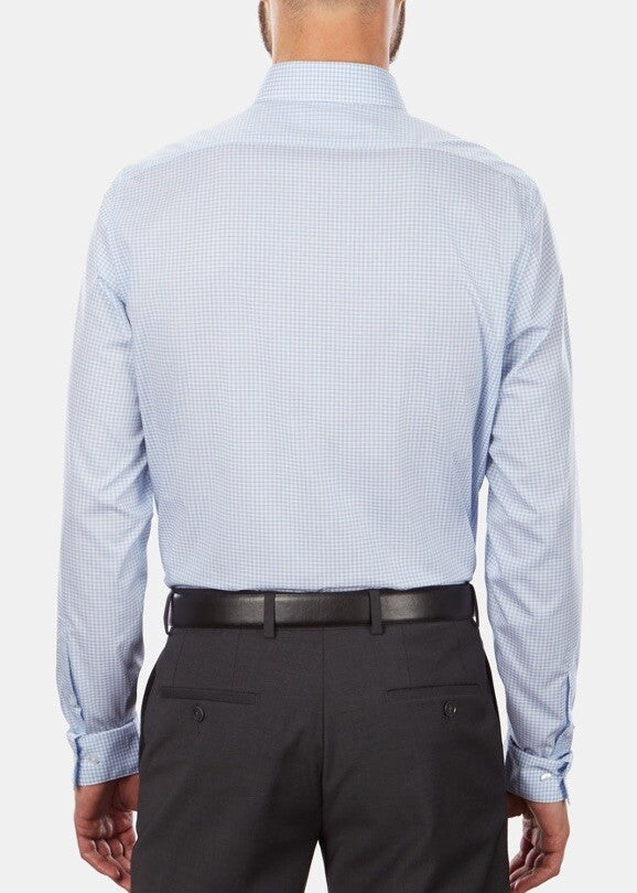 Calvin Klein Men’s Slim Fit Performance Blue Check- Dress Shirt- 16-16 ½ Large