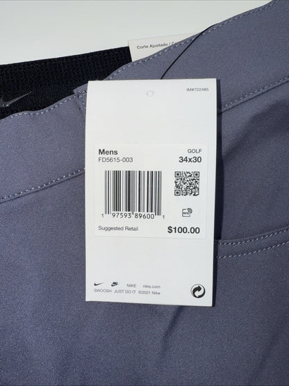 $100 Nike Men's Tour Repel Flex Slim Golf Pants FD5615-003- Grey - 34W 30L- New