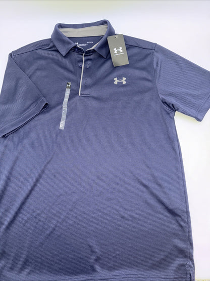 $45 Under Armour Men's Tech Golf Polo - Navy/Graphite - Medium- New Tags