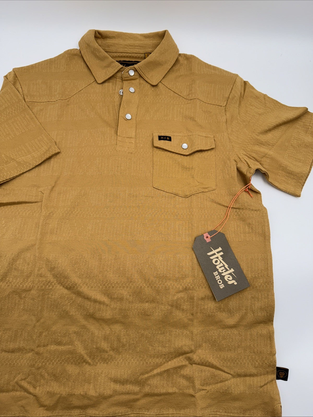 $69 Howler Bros Men's Ranchero Polo Shirt Short Sleeve- Honey Dijon- Small-New